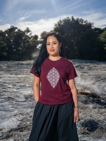 Taimana Print Tee - Burgundy