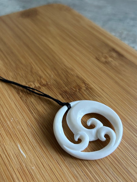 Bone Triple Koru Pendant