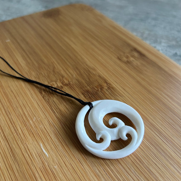 Bone Triple Koru Pendant