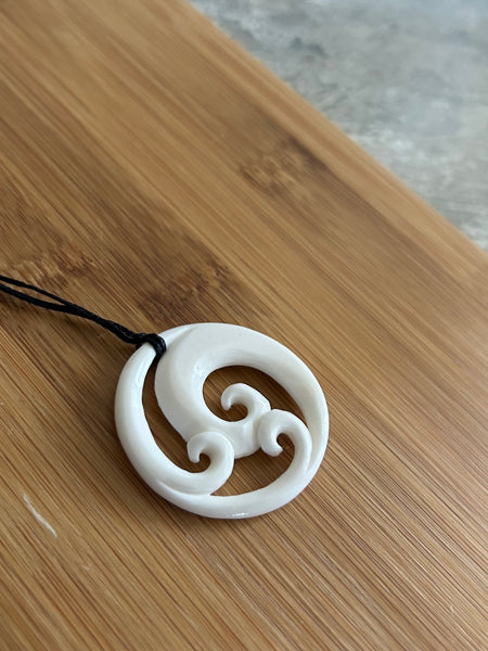 Bone Triple Koru Pendant