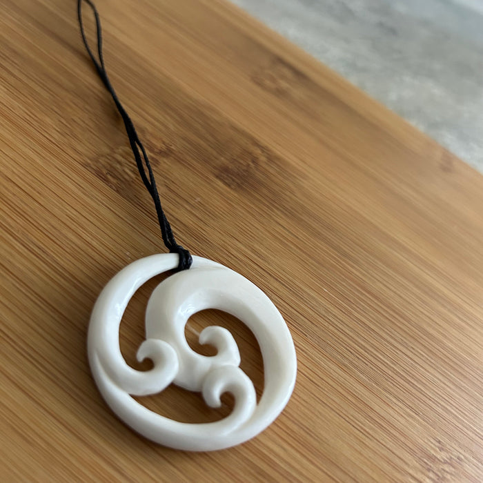 Bone Triple Koru Pendant