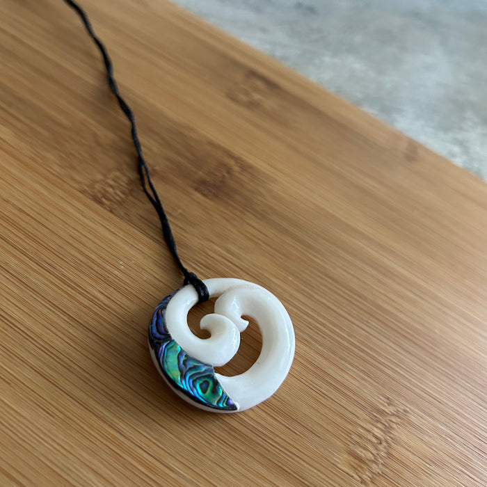 Bone Double Koru Pendant