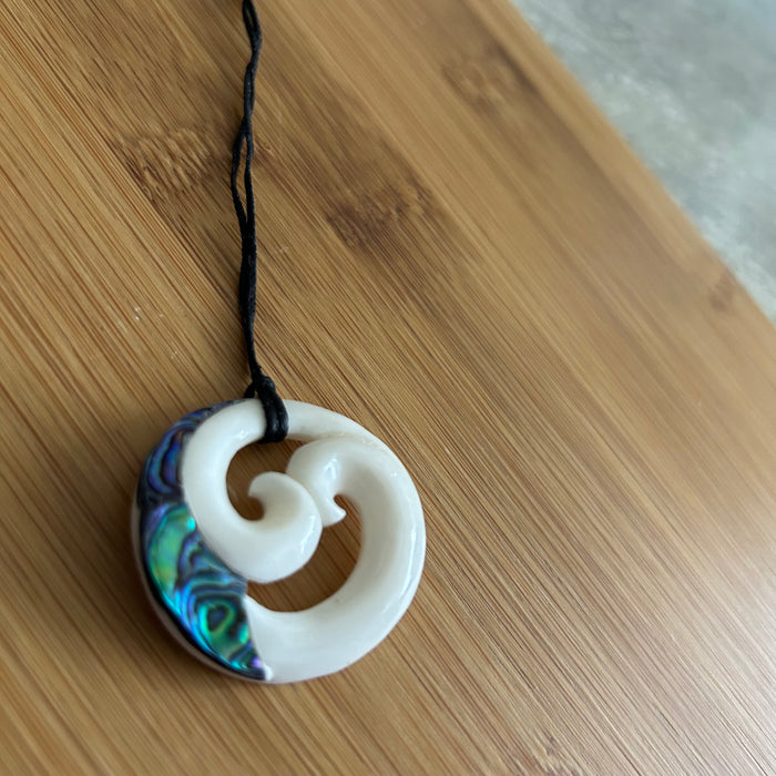 Bone Double Koru Pendant