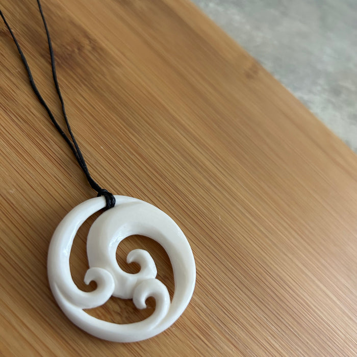 Bone Triple Koru Pendant