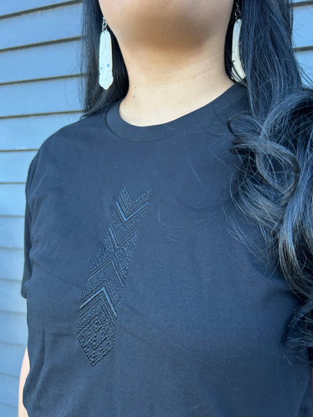 Embroidered Taniko Hou Tee - Black