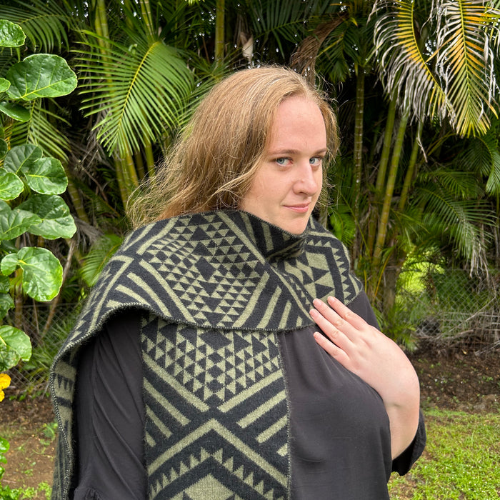 Maori Patere Design on Knitwear by Rotorua Fashion Designer Adrienne Whitewood