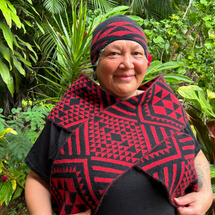 Maori Inspired Scarf and Beanie Set by Aotearoa Fashion Designer Adrienne Whitewood