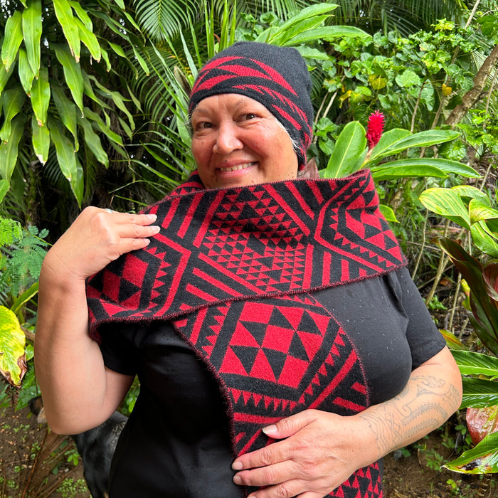 Maori Designed Scarf and Beanie by Maori Fashion Designer Adrienne Whitewood