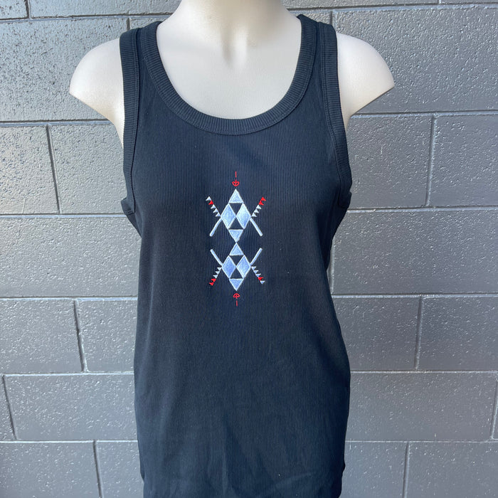 Rangitāmiro Embroidered Singlet - Black