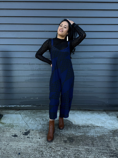 Niho Taniwha Jumpsuit - Navy