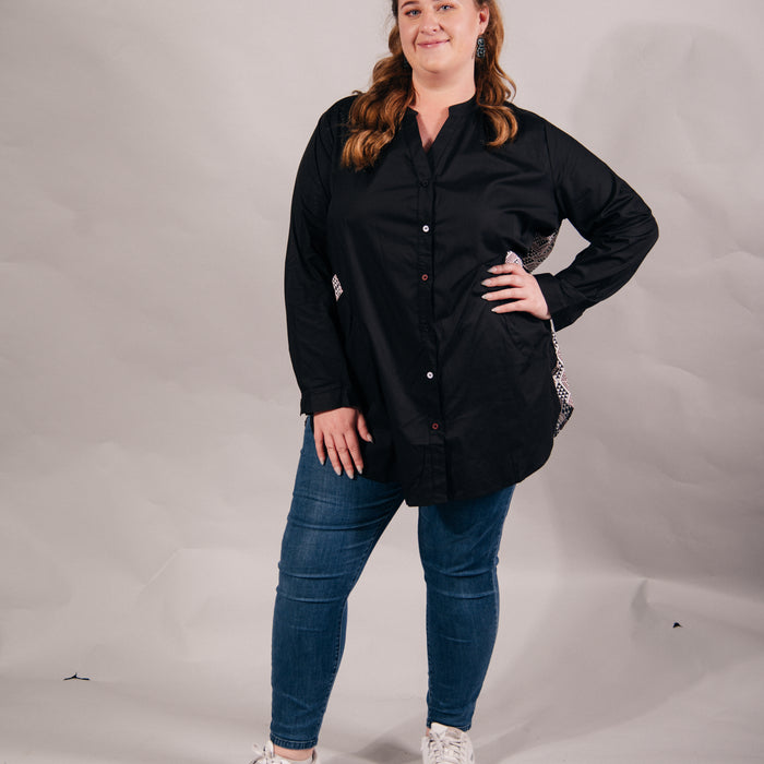 PRE ORDER Waharua Kōpito Cotton Button Shirt - Black
