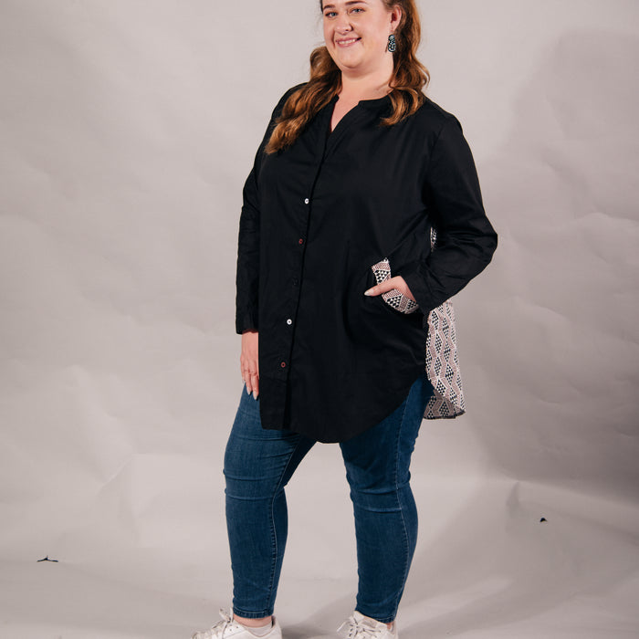 PRE ORDER Waharua Kōpito Cotton Button Shirt - Black