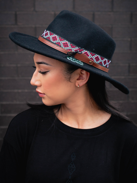 Short Brim Wool Hat - Black