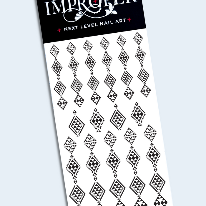 Taniko Waru Designed Nail Stickers by Prim Improper Nails and Maori Fashion Designer Adrienne Whitewood