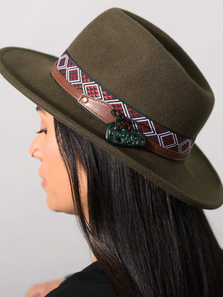 Short Brim Wool Hat - Olive