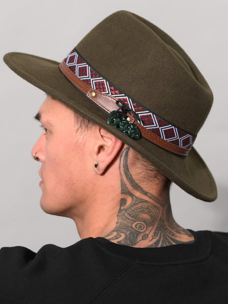 Short Brim Wool Hat - Olive