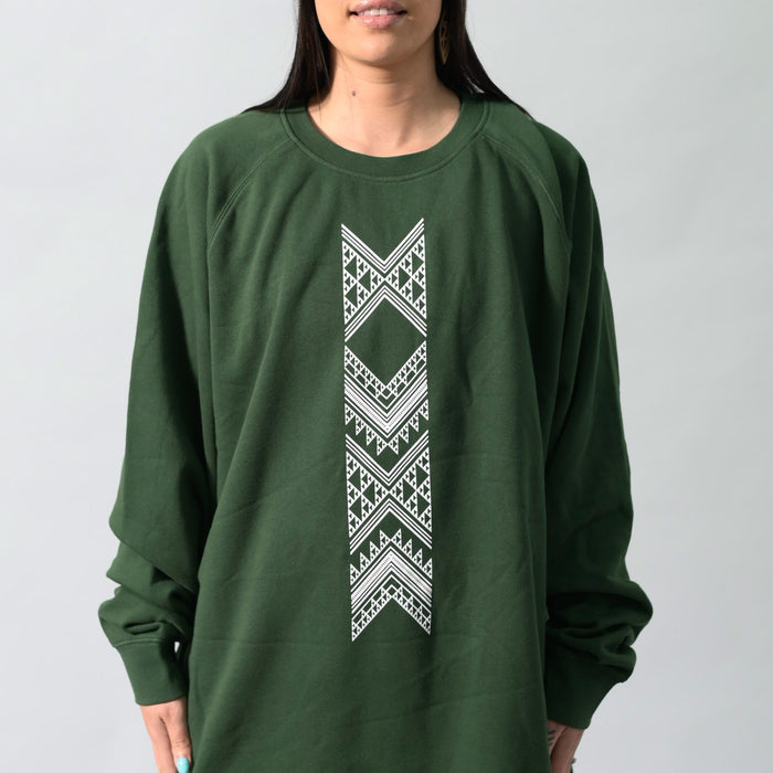 Taniko Hou Print Crew - Forest Green