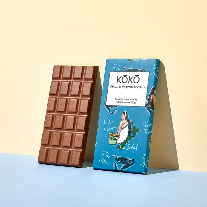 Karengo + Macadamia Milk Chocolate Bar by Hoete Mitai-Ngatai and Adrienne Whitewood