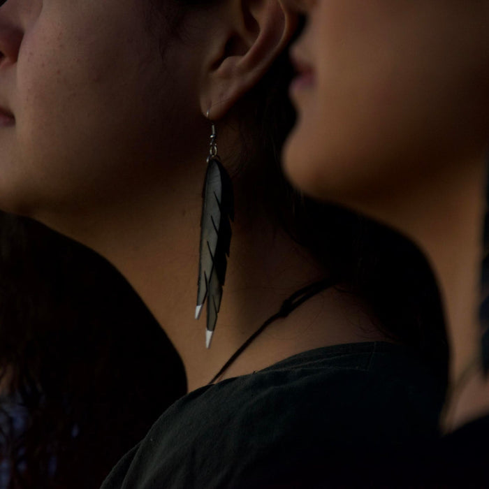 Huia Feather Earrings by Maori Jewellery Business Piata Jewellery